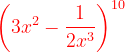 \dpi{120} {\color{Red} \left ( 3x^{2}-\frac{1}{2x^{3}}\right )^{10}}
